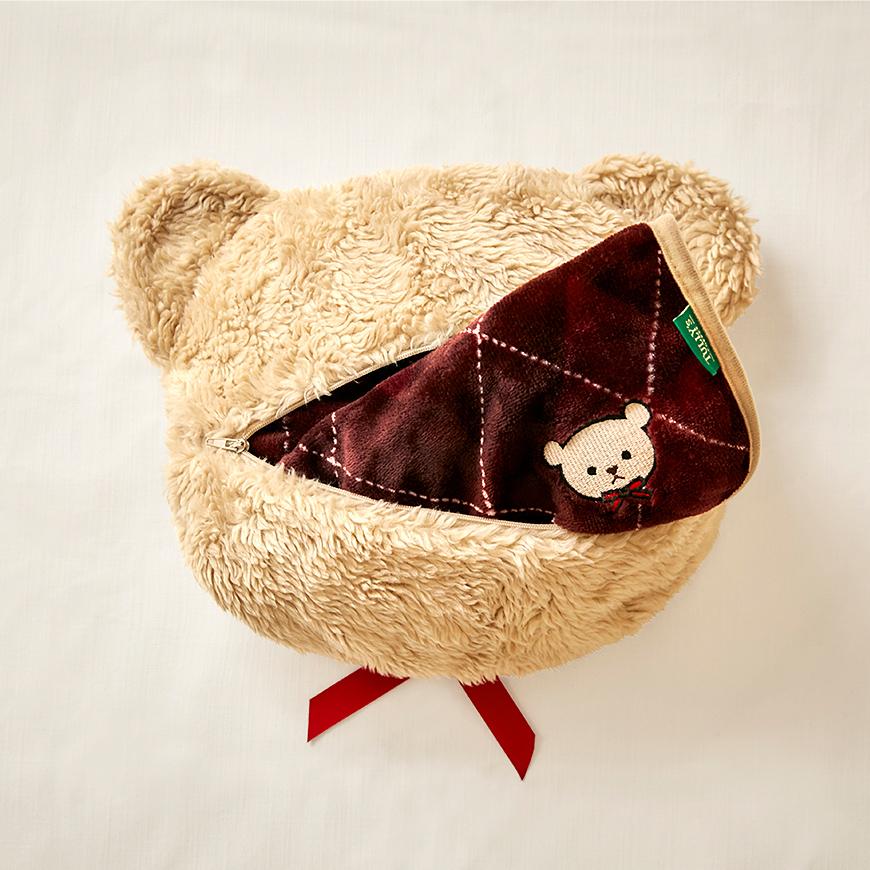 ベアフルクッション&ブランケット(ブラウンチェック)