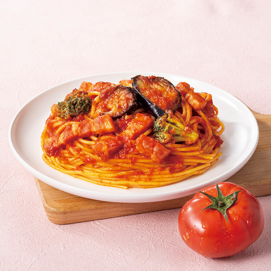 ゴロっと茄子とベーコンの完熟トマトパスタ セット